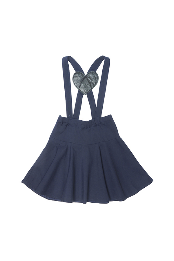 Синяя школьная юбка на кокетке с лямками