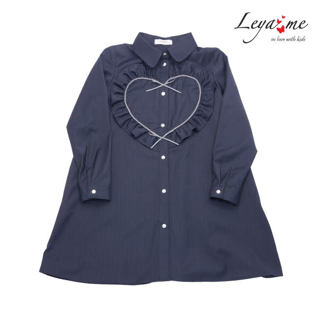 Синее школьное платье-трапеция с сердцем