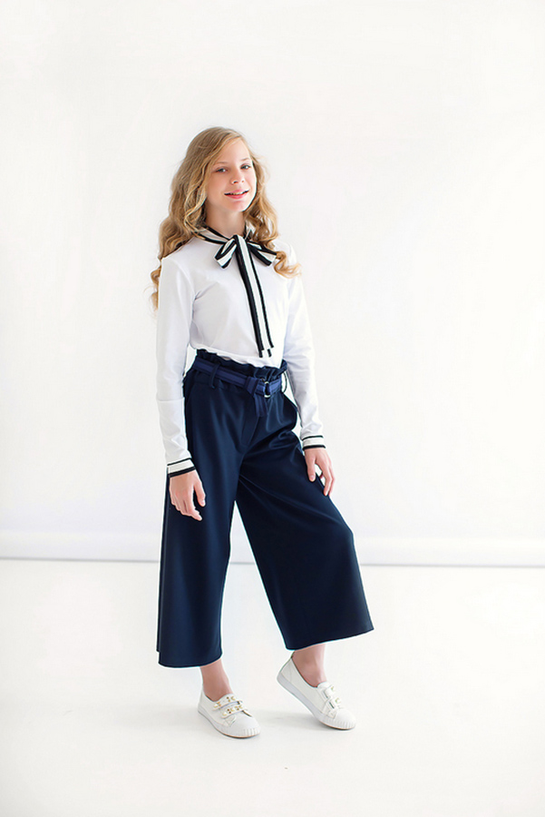 Синие школьные брюки-кюлоты для девочки
