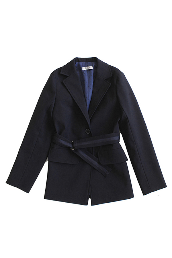 Удлиненный синий школьный пиджак для девочки