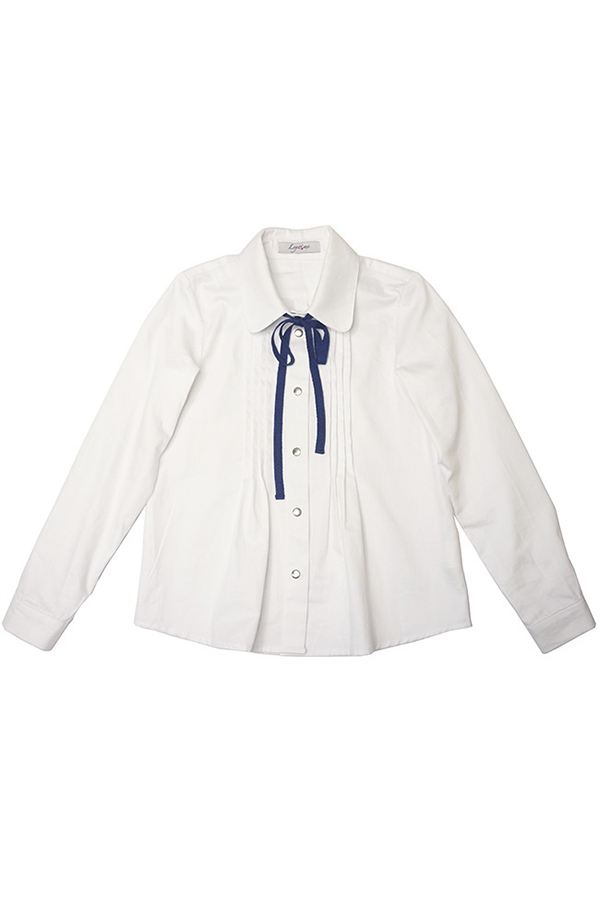 Белая школьная блузка с защипами