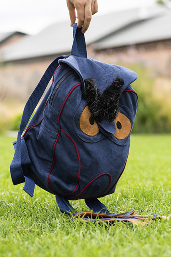 Детский школьный рюкзак из замши с аппликацией "Сова"