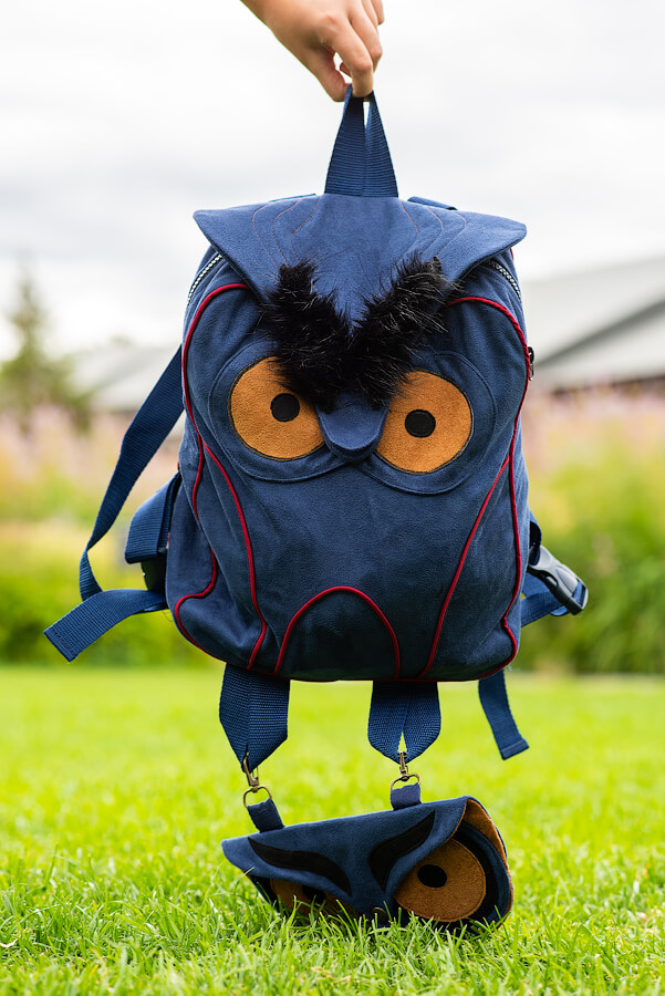 Детский школьный рюкзак из замши с аппликацией "Сова"