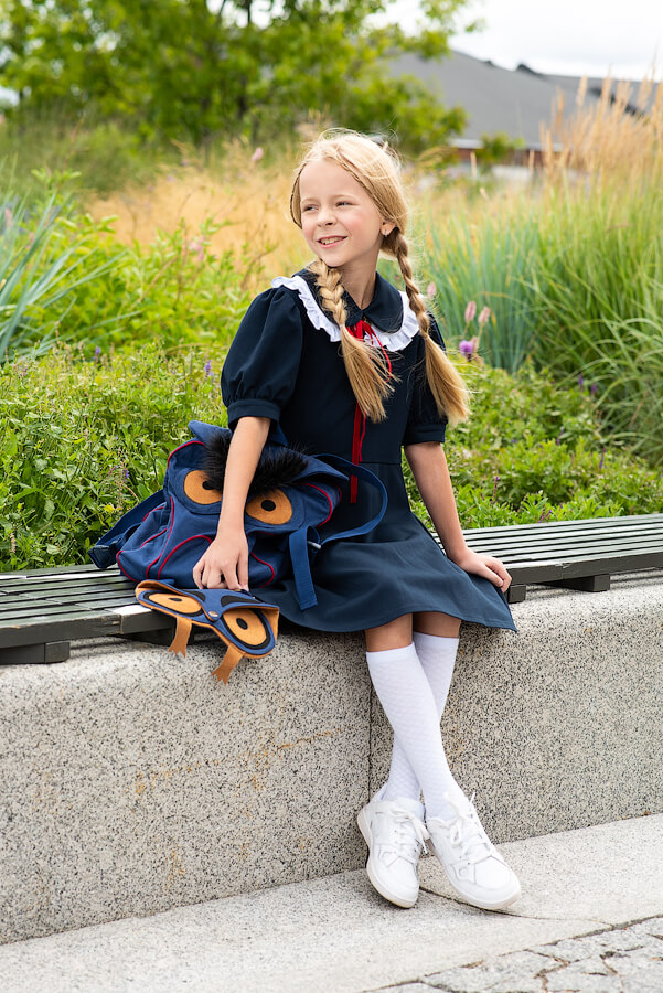 Детский школьный рюкзак из замши с аппликацией "Сова"