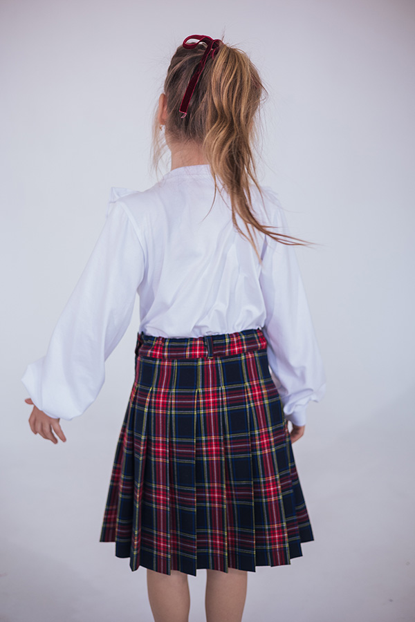 Школьная юбка-трапеция в клетку