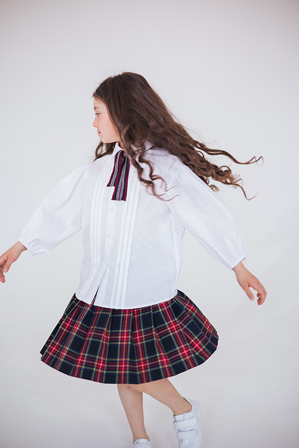 Школьная юбка-трапеция в клетку