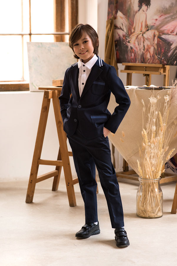 Классические синие школьные брюки для мальчика