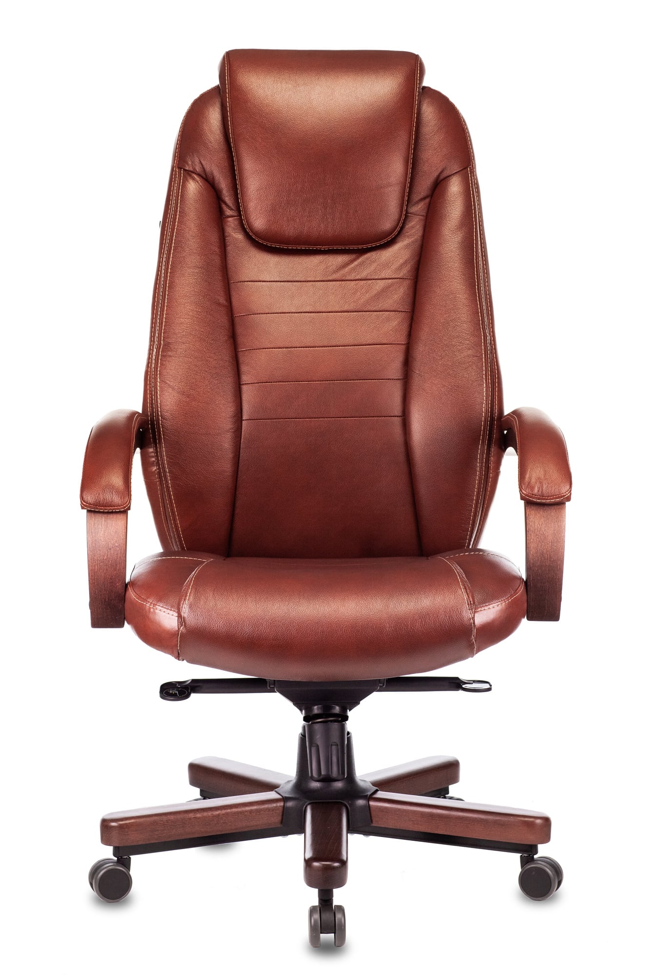 T-9923WALNUT/CHOK Кресло руководителя Бюрократ T-9923WALNUT светло-коричневый Leather Eichel кожа крестов. металл/дерев