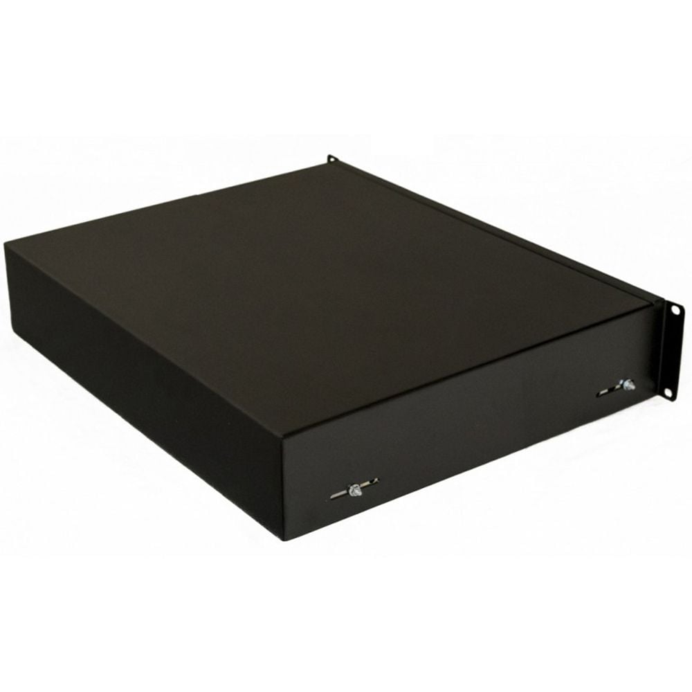 Полка Hyperline TDR3-2U-360-RAL9004 Полка (ящик) для документов с замком, 2U, 88х483х360мм (ВхШхГ), цвет черный (RAL9004)
