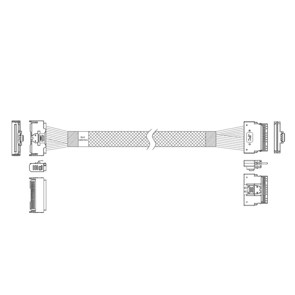 Кабель L285MM013-SD-R     Cable MCIO x8 74P (прямой Straight Type)  -TO-  Slimline SAS x8 74P (SFF8654, прямой Straight Type) , 85 Ohm, L:80cm