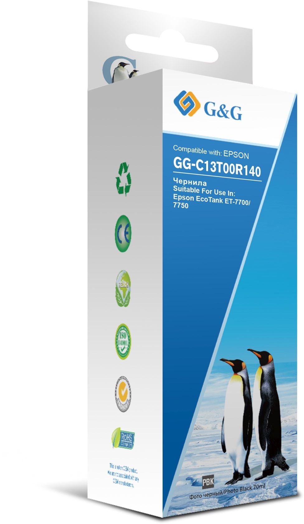 Чернила G&G - C13T00R140, Струйный, Фотографический черный, 70мл, GG-C13T00R140