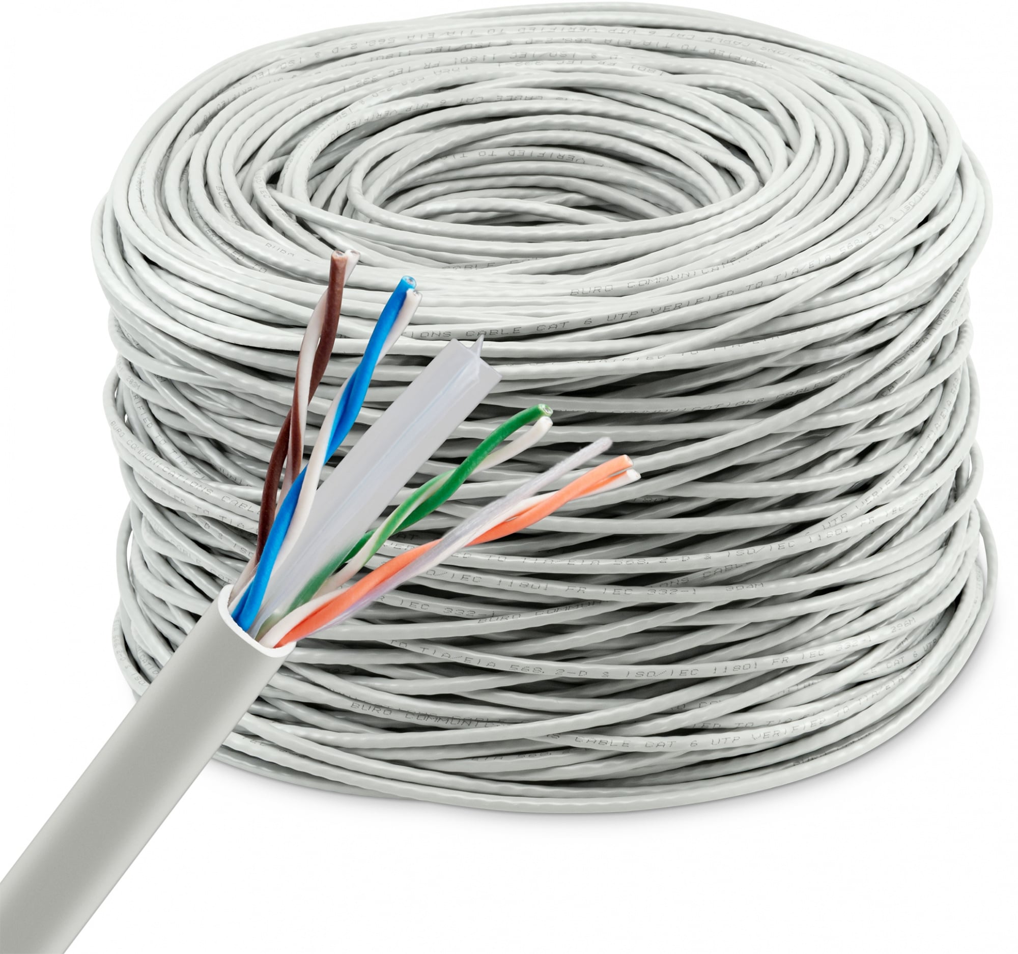 BURO Кабель сетевой BU-CCA-052-CAT6 UTP 4 пары cat.6 solid 0.52мм CCA 305м серый