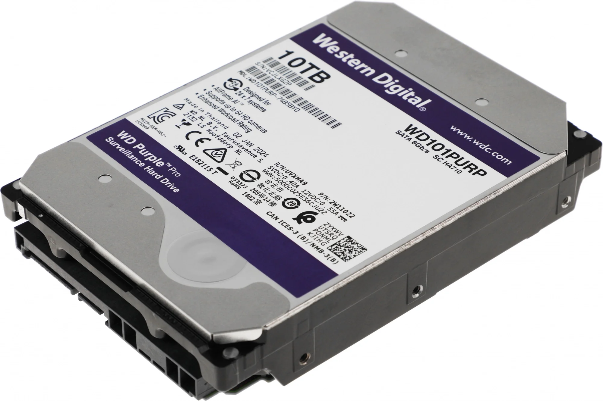 WD101PURP - Жесткий диск, Western Digital, WD101PURP, HDD 10Tb, SATA 6Gb/s, 3.5", 256MB, 7200 RPM