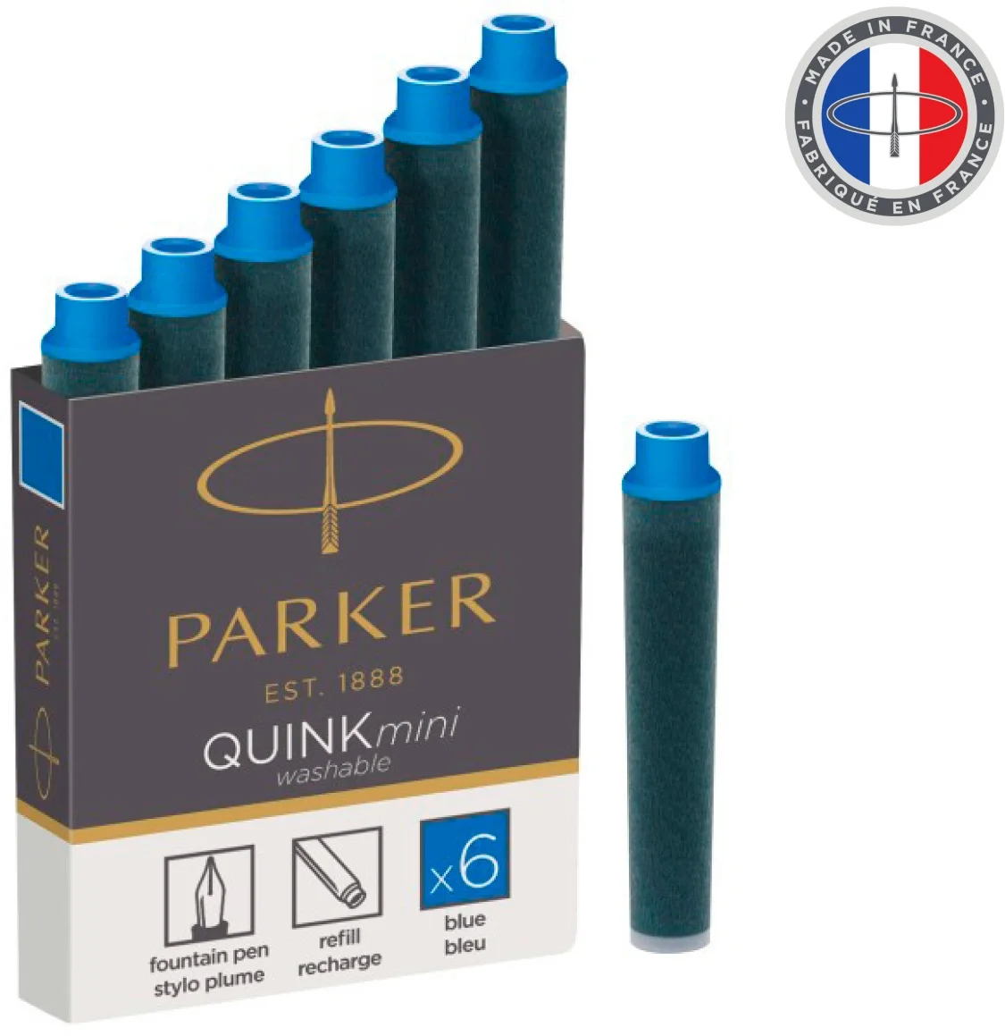 Картридж Parker Quink Z17 Mini (1950409) синие чернила для ручек перьевых (6шт)