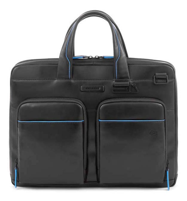 Деловая сумка Piquadro Blue Square Revamp CA6105B2V/N с отделением для ноутбука 14" черная натур.кожа