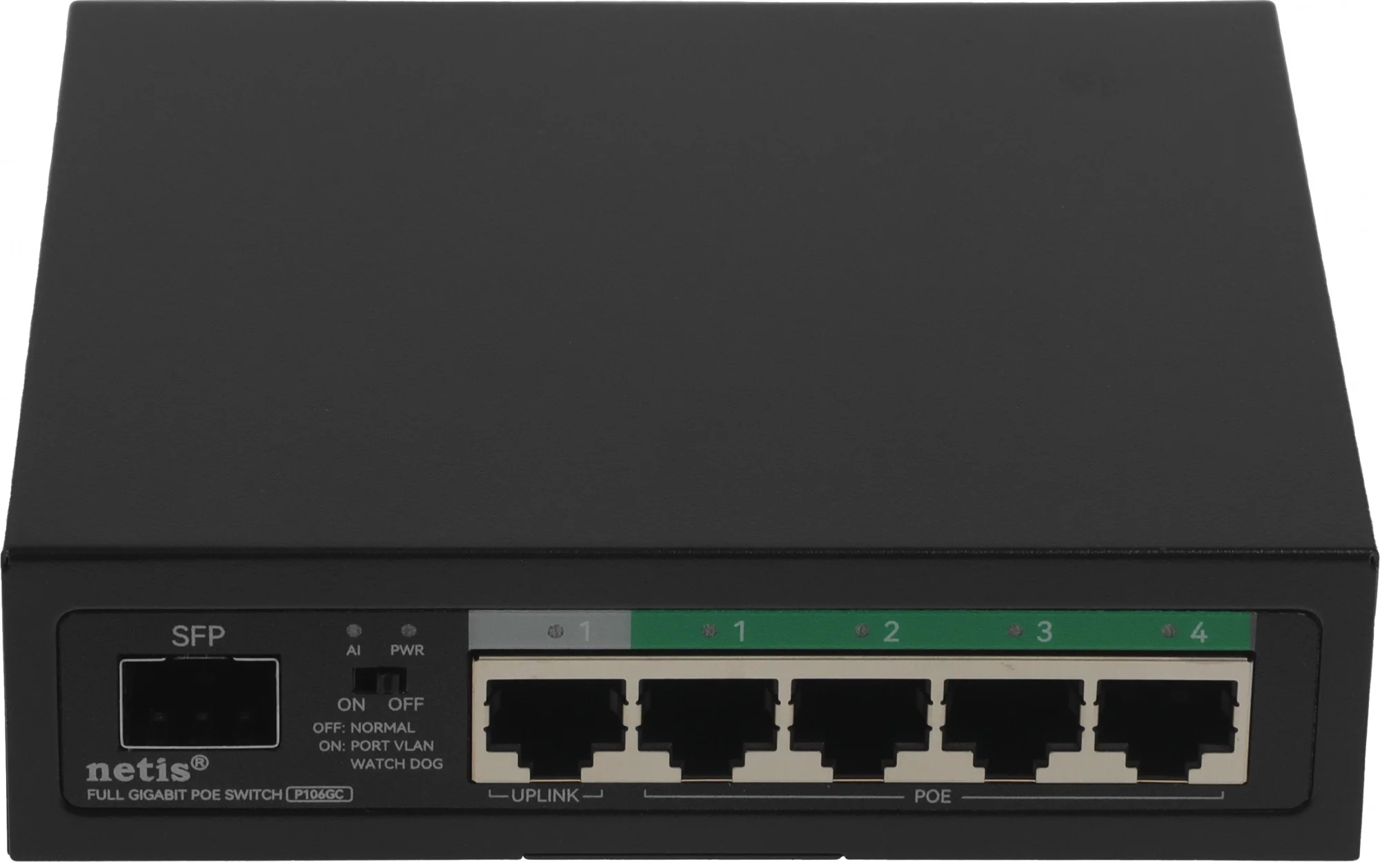 Netis P106GC Коммутатор, кол-во портов: 4x1 Гбит/с, SFP 1x1, кол-во SFP/uplink: RJ-45 1x1 Гбит/с, PoE: 4x15.4 Вт (макс. 58 Вт) 