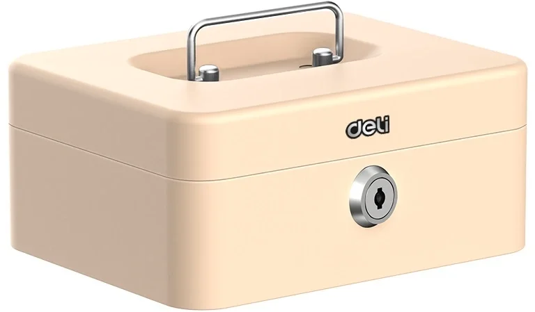 Сейф для денег Deli ET502 90х 200х 160 мм ключевой, бежевый