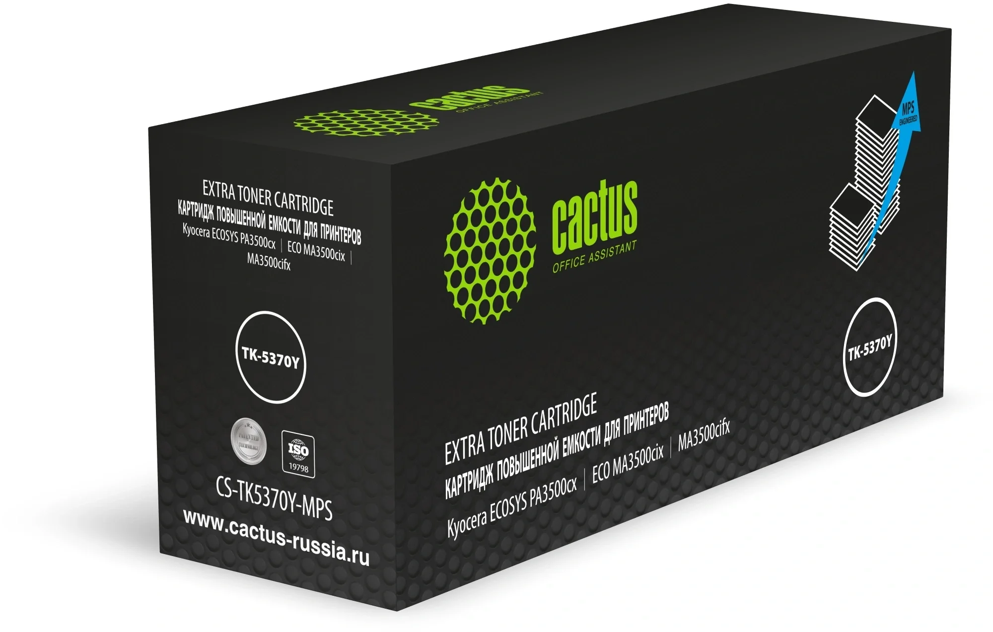 Картридж лазерный  Cactus CS-TK5370Y-MPS желтый (13000стр.) для Kyocera ECOSYS PA3500cx/ECO MA3500cix/MA3500cifx с чипом