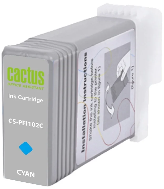 Картридж струйный Cactus CS-PFI102C PFI-102 C синий (130мл) для Canon IP iPF500/iPF600/iPF700/ MFP M40/iPF765/LP17/LP24 с чипом