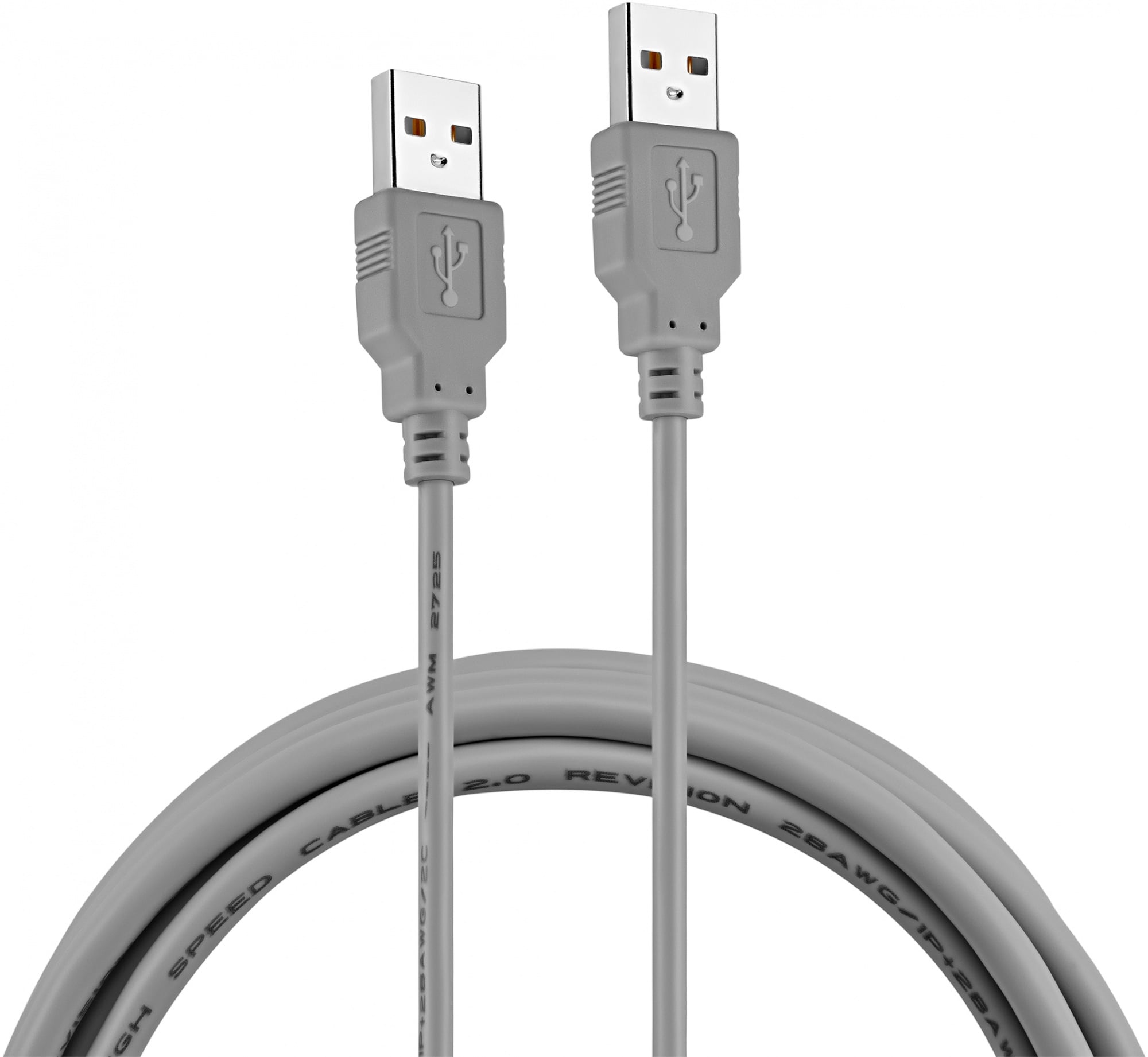USB кабель BURO, USB Type A (M) -> USB Type A (M), USB 2.0, 1,8 м, цвет серый, BHP RET USB_AM18