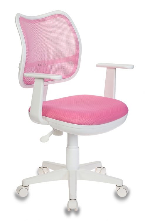 Кресло компьютерное Бюрократ CH-W797/PK/TW-13A TW-13A розовый, спинка сетка, сиденье розовый, колеса белый/розовый, пластик белый