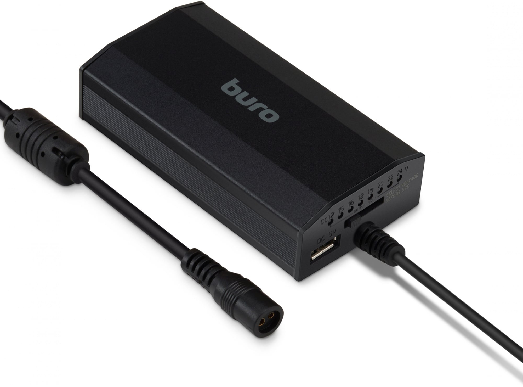 BURO Блок питания ручной 65W 12V-24V 11-connectors 3.2A 1xUSB 0.6A от бытовой электросети/от прикуривателя (BUM-0031T65)