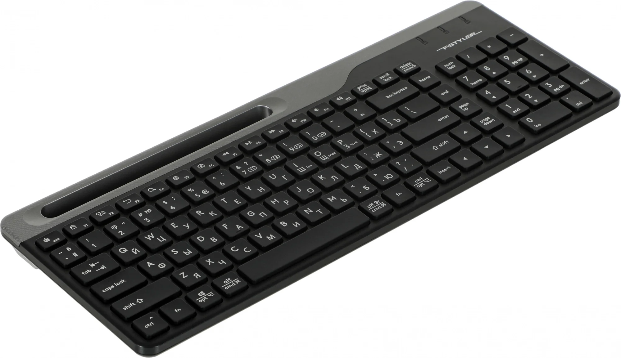 Клавиатура беспроводная A4TECH Fstyler FBK25 black/grey (USB, BT/Radio, 103 клавиши, slim, Multimedia) (FBK25 BLACK)