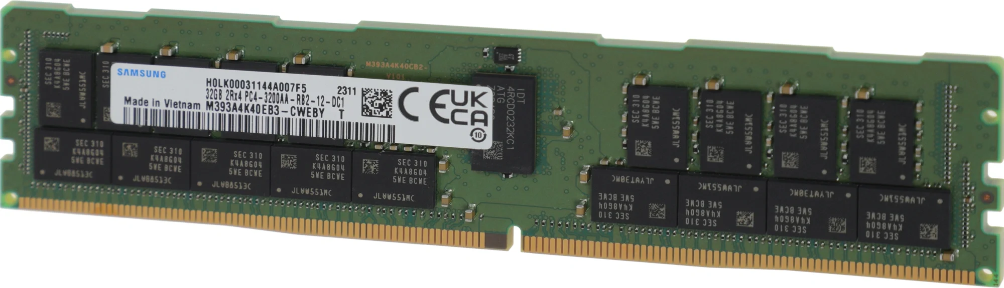 Оперативная память для сервера 32Gb (1x32Gb) PC4-25600 3200MHz DDR4 R-DIMM ECC Registered CL22 Samsung M393A4K40EB3-CWEBY