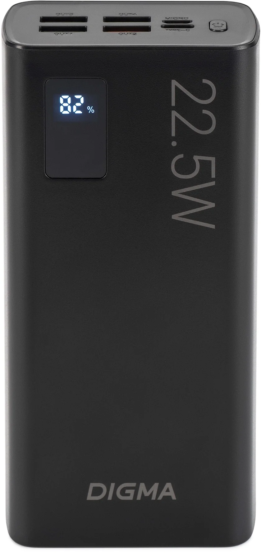 Мобильный аккумулятор Digma DGPF30A 30000mAh QC3.0/PD3.0 22.5W 3A 4xUSB-A/USB-C черный (DGPF30A22ABK)