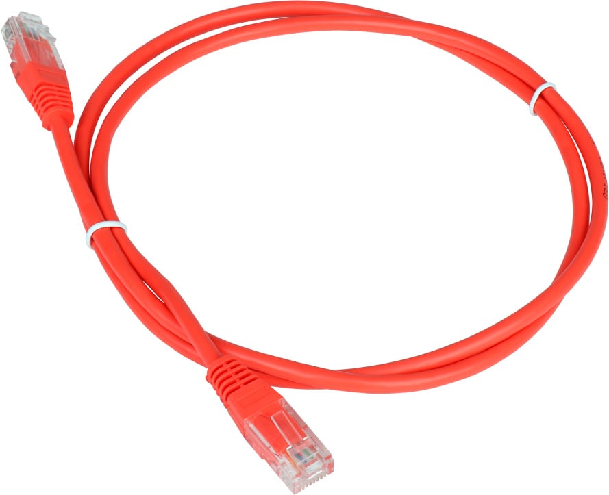 Патч-корд LANMASTER - TWT, UTP, кат. 5e, 2 x RJ-45, RJ-45 - RJ-45, ПВХ, красный, 3 м, с заливными колпачками, TWT-45-45-3.0-RD