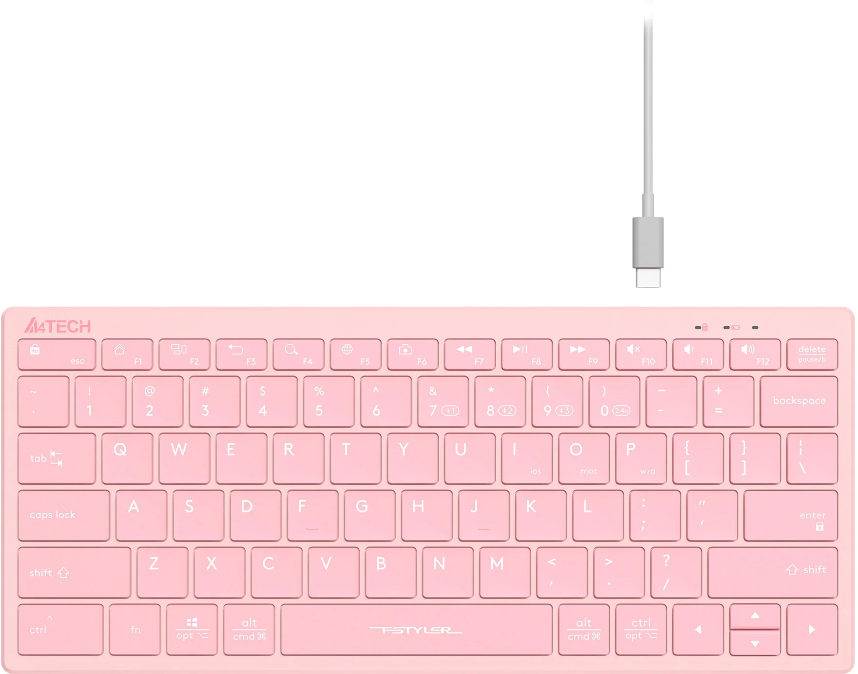 Клавиатура A4Tech Fstyler FBX51C розовый USB беспроводная BT/Radio slim Multimedia (FBX51C PINK)