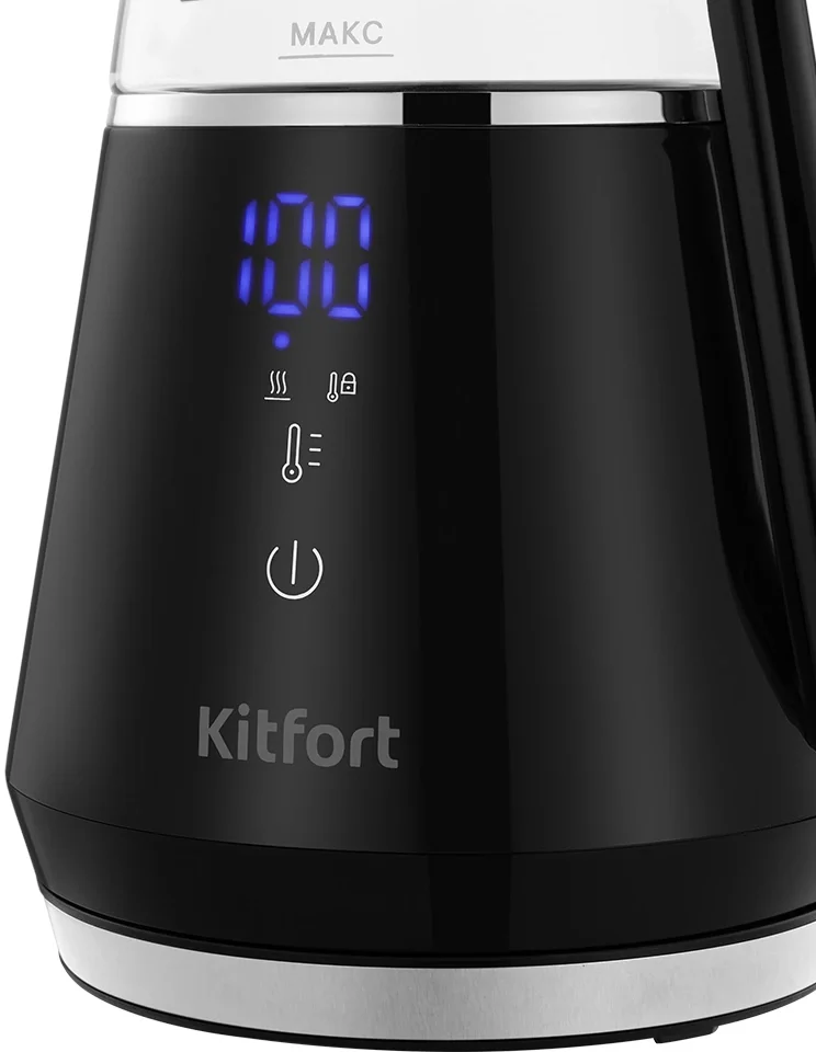 Чайник электрический Kitfort КТ-6696 1л. 1100Вт черный/серебристый корпус: пластик (KT-6696)