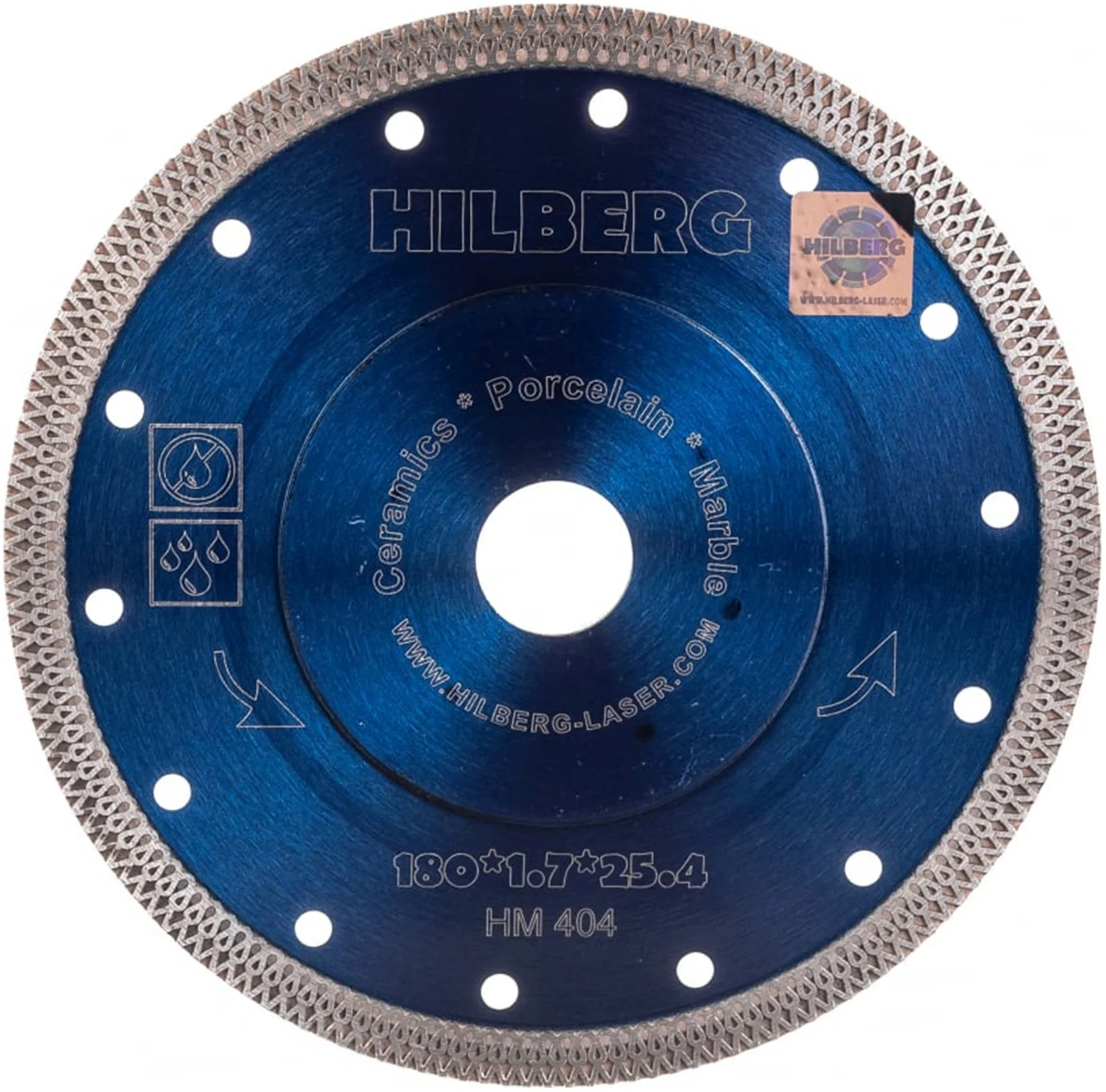Диск отрезной по керам. Hilberg (HM404) d=180 мм d(посад.)=25.4 мм (угловые шлифмашины/дрели)