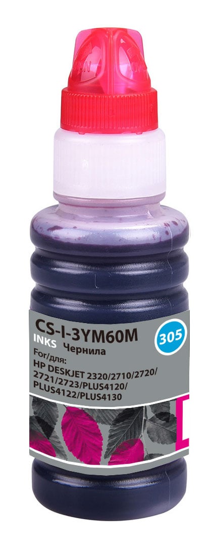 Чернила Cactus CS-I-3YM60M №305, пурпурный, 100 мл, для HP DeskJet 2710/2120/2721/2722/2723