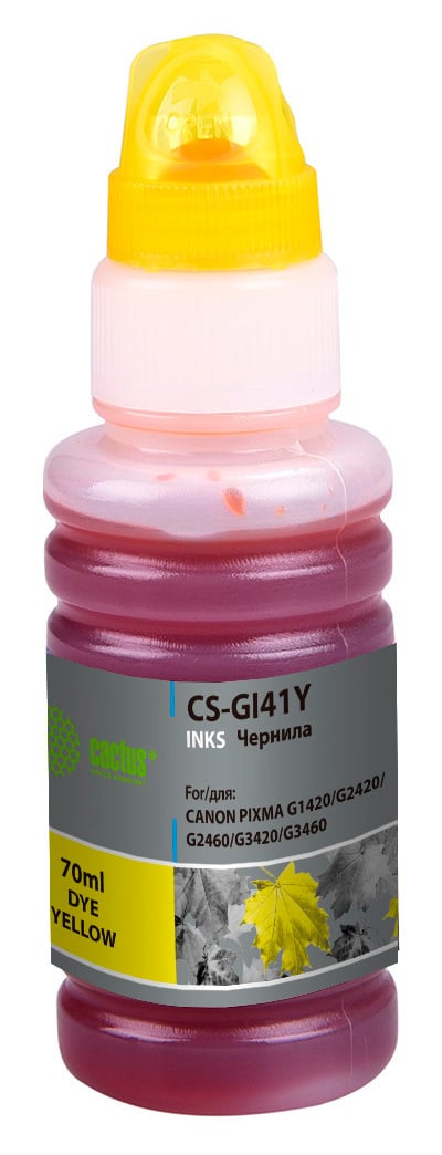 -/ Чернила Cactus CS-GI41Y GI-41 Y желтый 70мл для Canon PIXMA G1420/G2420/G2460/G3420/G3460