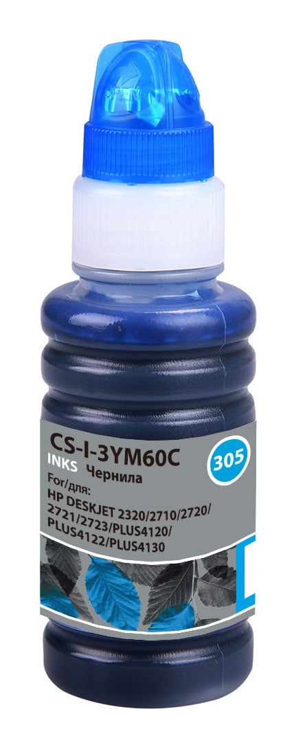 -/ Чернила Cactus CS-I-3YM60C №305 голубой 100мл для HP DeskJet 2710/2120/2721/2722/2723