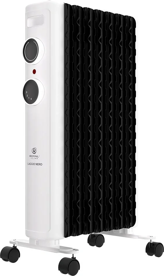 Обогреватель масляный Royal Clima Laggio Nero ROR-LN7-1500M, с терморегулятором, 1500Вт, 6 секций, 3 режима, белый/серый