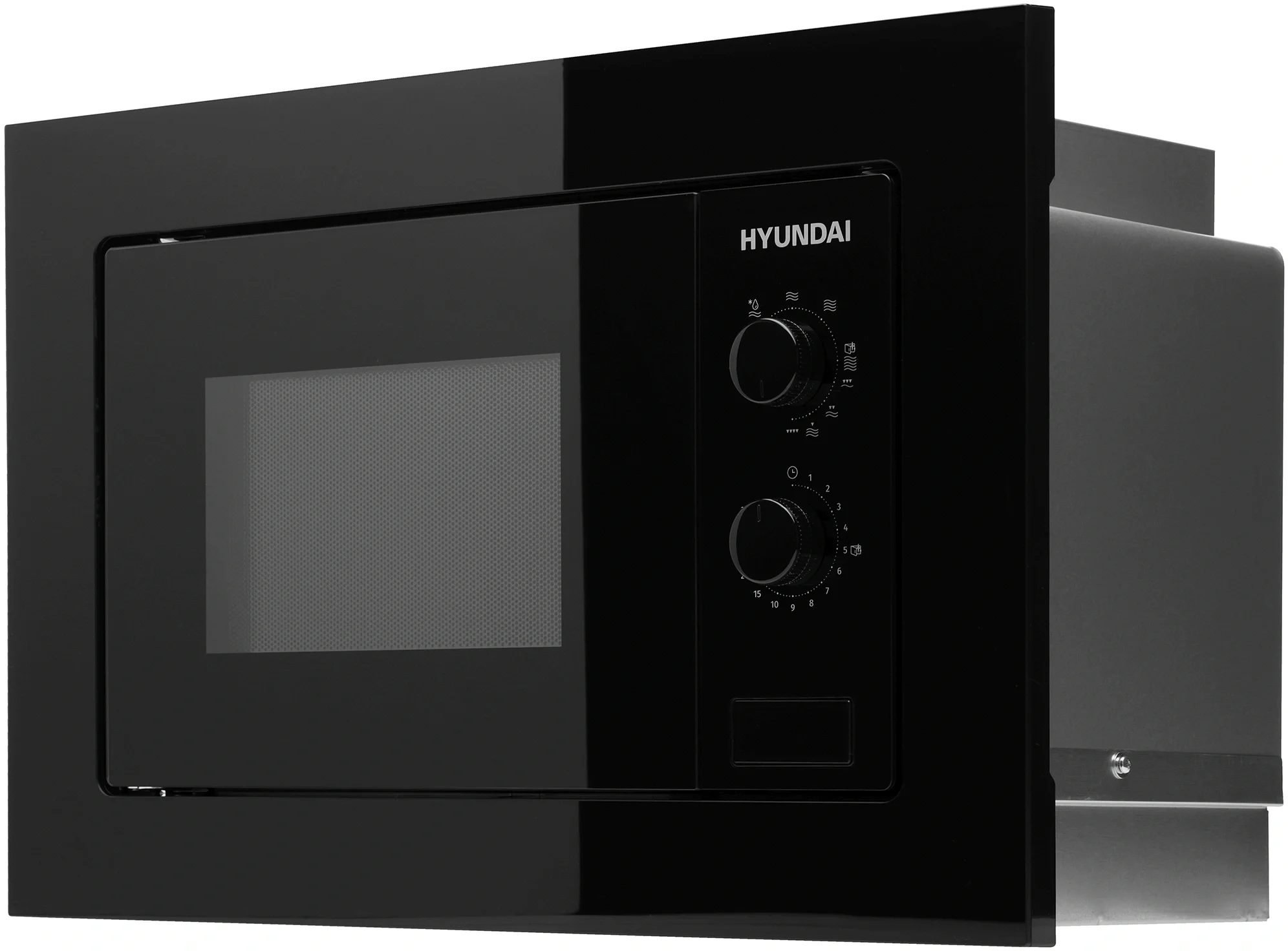 Встраиваемая микроволновая печь Hyundai HBW 2030 BG черный, 20 л, 800 Вт, переключатели - поворотный механизм