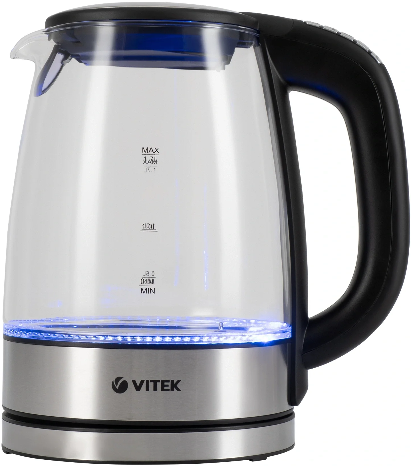 Чайник электрический Vitek VT-8828 1.7 л, 2200 Вт, серебристый корпус: стекло/металл