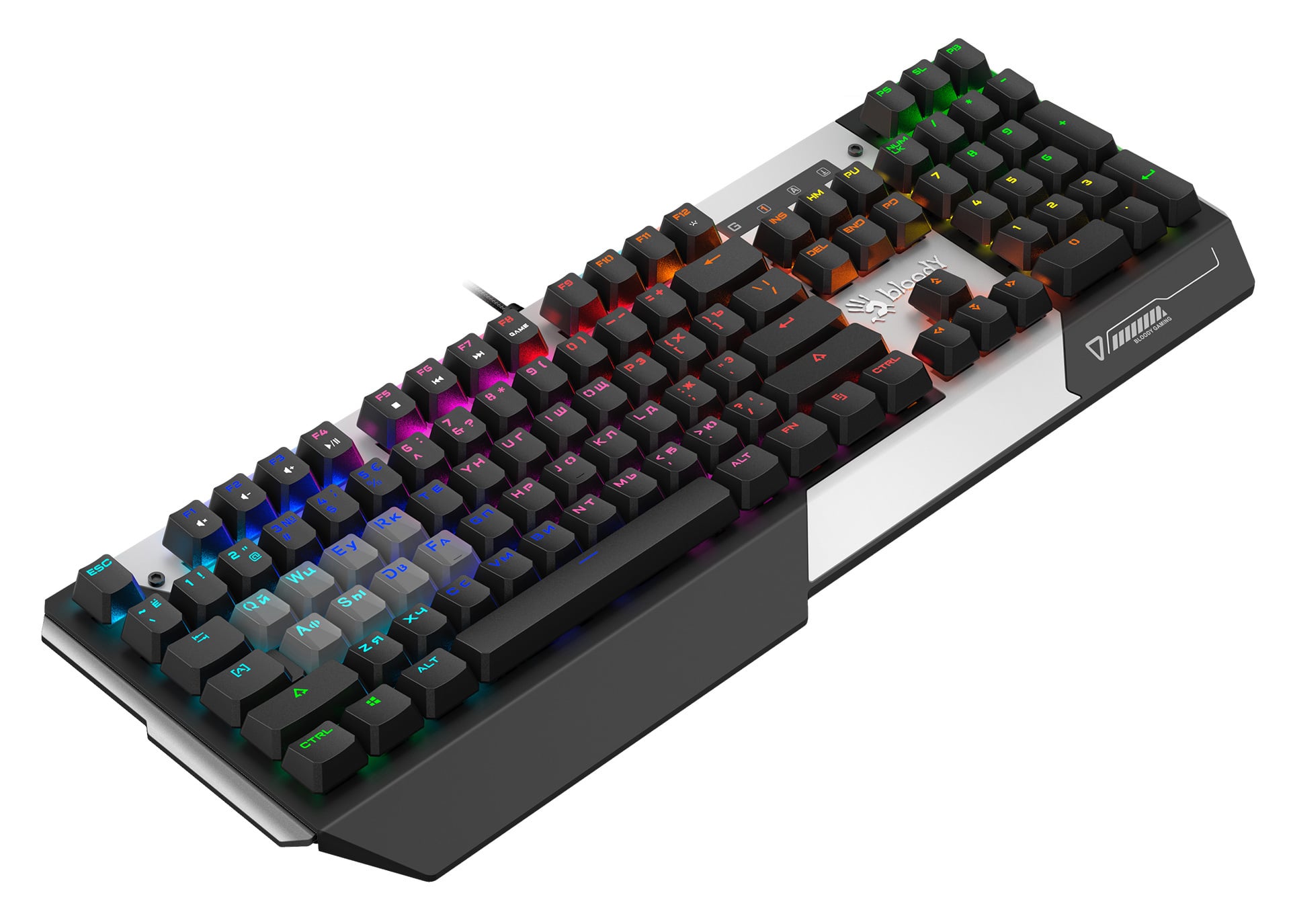 Клавиатура проводная A4Tech Bloody B865R механическая серый/черный USB for gamer LED