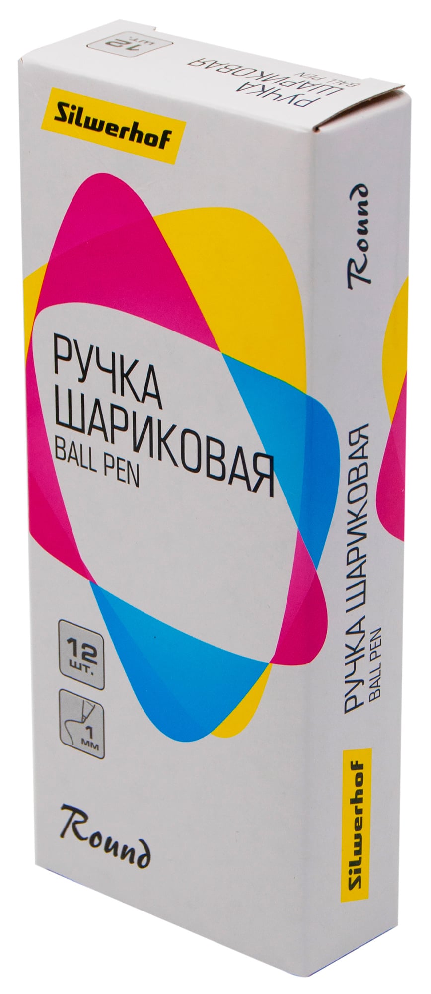 Ручка шариков. Silwerhof Round d=1мм син. черн. одноразовая ручка линия 0.7мм кругл. прозр.корпус