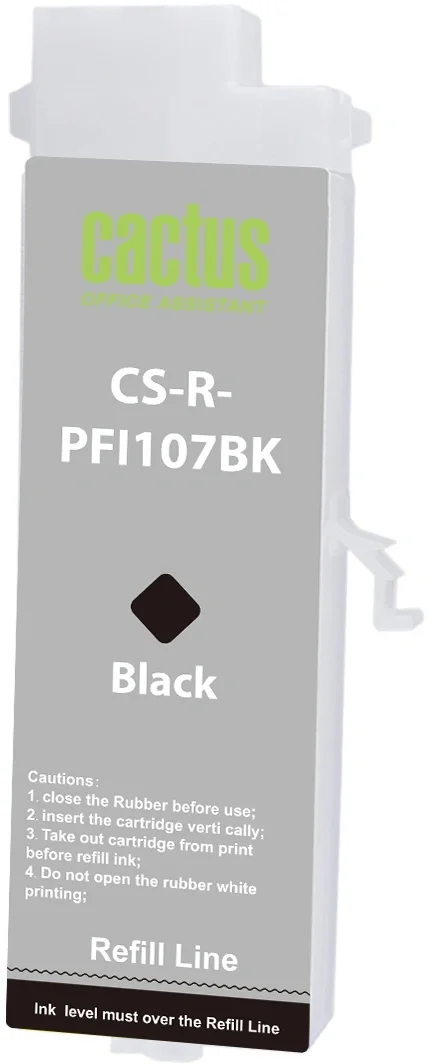 Картридж перезаправляемый струйный  Cactus CS-R-PFI107BK черный (260мл) для Canon imageProGRAF iPF670/680/685/770/780/785 без чипа