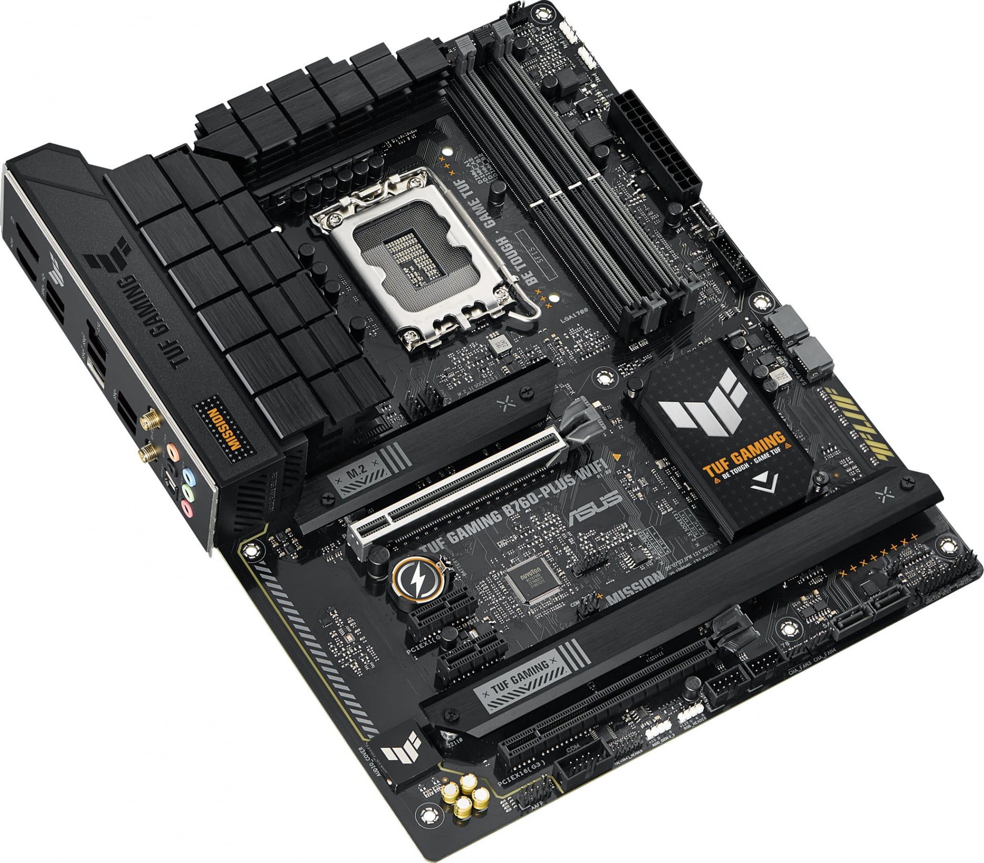 ASUS TUF GAMING B760-PLUS WIFI (Socket 1700, ATX, 4xDDR5(192GB), DP/HDMI, 1xPCIe 5.0x16/1xPCIe 3.0x16/2xPCIe 3.0, 1xLAN (2.5GbE), Wi-Fi, BT, 4xSATA 6Gb/s, 3xM.2, 1xType-C, 4xUSB 3.2, 1xUSB 2.0)