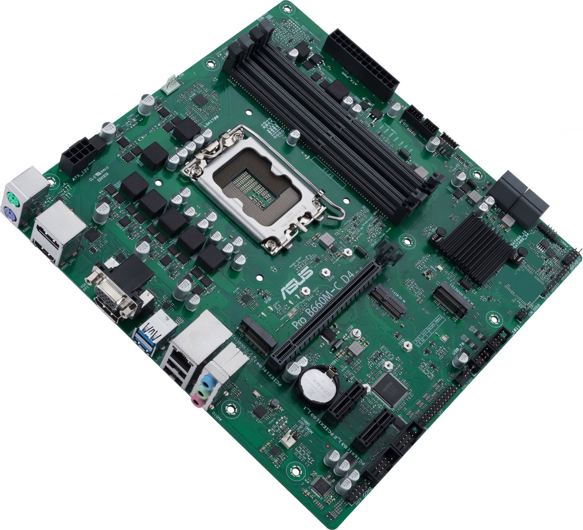 Материнская плата ASUS Pro B660M-C D4-CSM, LGA 1700, Intel B660, 4xDDR4, 1xHDMI, 1xVGA, 2xDP, 1x1Gb LAN, 2xUSB-A, 3x3.5 мм, 7.1, Micro-ATX