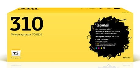T2 CE310A Картридж (TC-H310) для LaserJet CP1025/1025nw/Pro100MFP M175A/Pro100 M175nw/i-Sensys LBP7010C/LBP7018C Cartrige 729Bk (1000стр.) черный с чипом