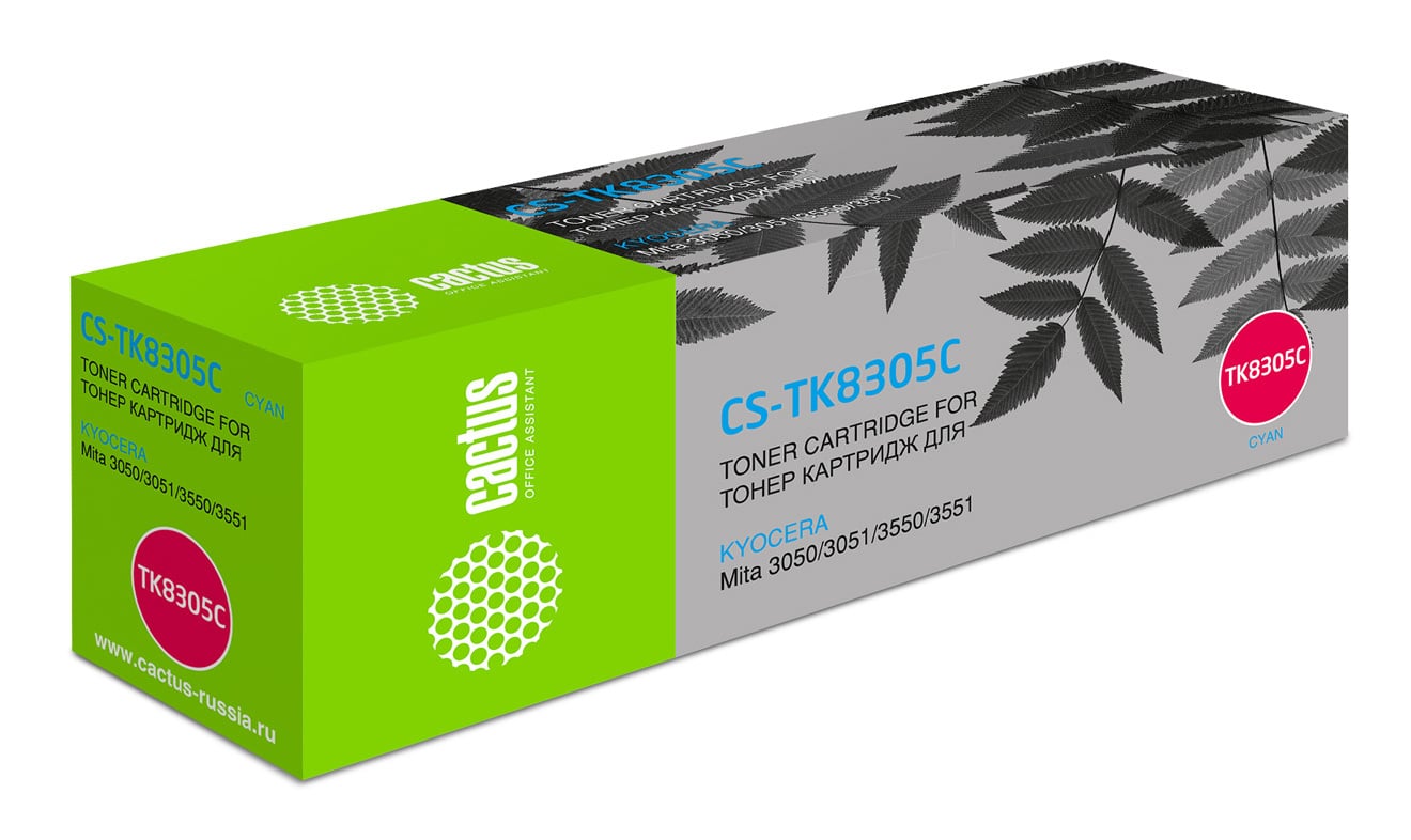-/ Картридж лазерный Cactus CS-TK8305C TK-8305C голубой (15000стр.) для Kyocera Mita 3050/3051/3550/355