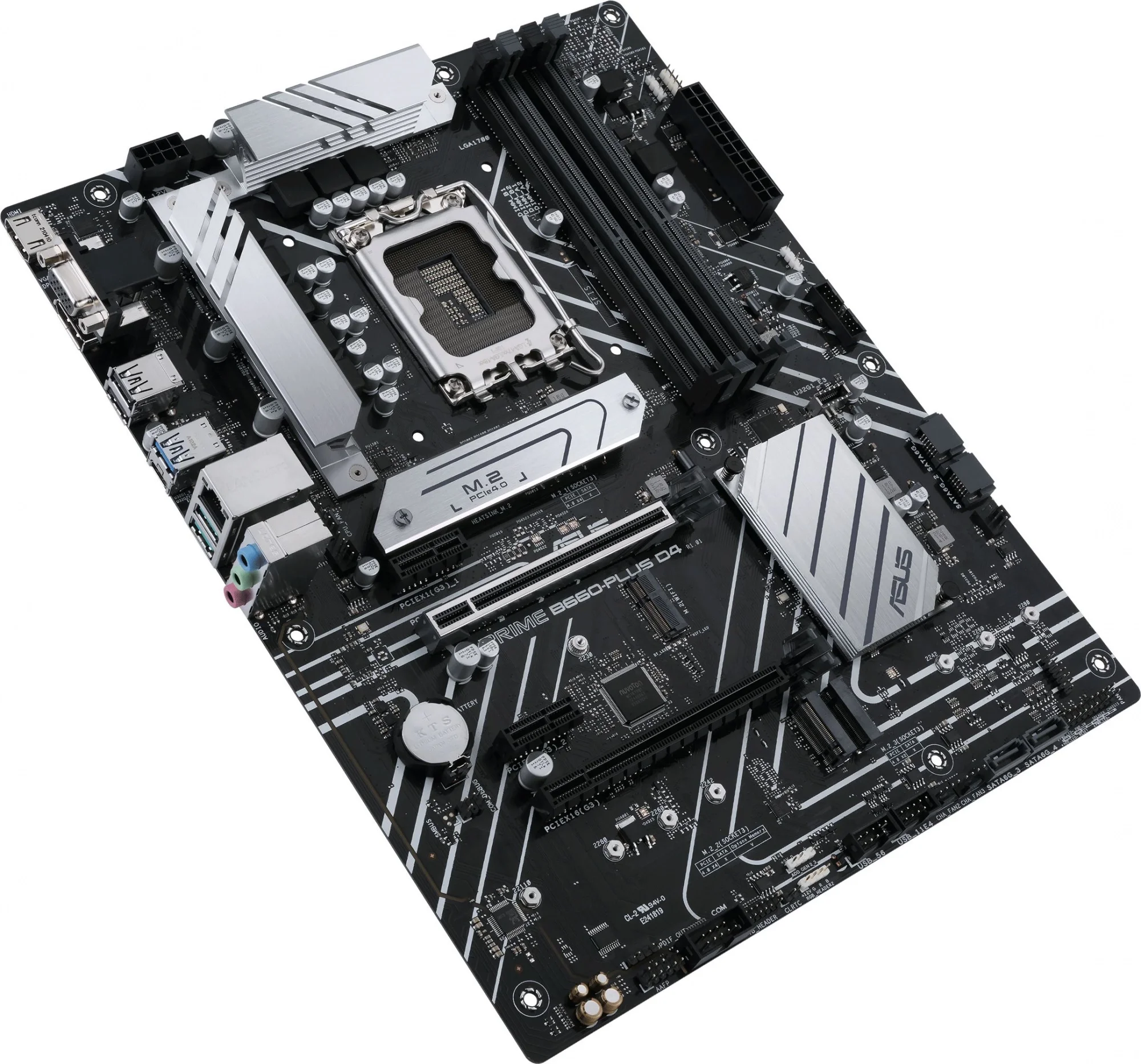 ASUS PRIME B660-PLUS D4 (Socket 1700, ATX, 4xDDR4(128GB), VGA/HDMI/DP, 1xPCIe 4.0x16, 1xPCIe 3.0x16/2xPCIe 3.0, 1xLAN, 4xSATA 6Gb/s, 3xM.2, 1xM.2 E key, 1xUSB-C, 3xUSB 3.2, 2xUSB 2.0)