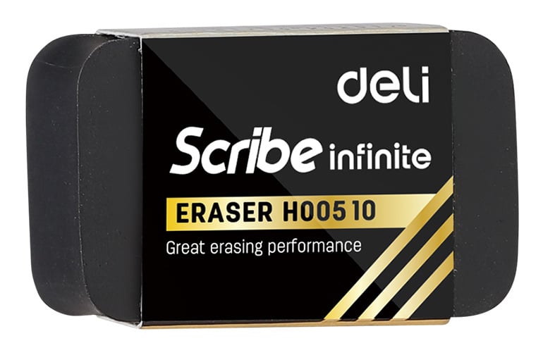 Ластик Deli EH00510 Scribe Infinite 20x10x40мм черный, индивидуальная картонная упаковка