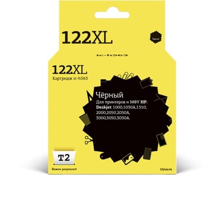Картридж струйный T2 CH563HE 122XL IC-H563 CH563HE черный для HP Deskjet 1050/1050s/2050/2050s/3000/3050