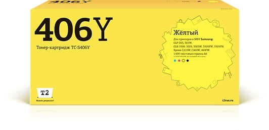 Картридж лазерный T2 TC-S406Y CLT-Y406S/SU464A желтый (1000стр.) для Samsung CLP-365/CLX-3300/3305/Xpress C410